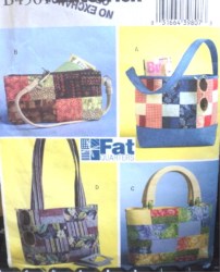 4561 FAT QUARTERS 4 LINED SHAPED SIZED HANDBAGS PATTERN